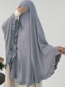 1 Stück Rüschen Hijab Khimar und Abaya Jilbab Kleid, Premium Jilbab Muslimisches Gebet Kopftuch für Frauen, Islamische Kleidung Khimar klassisch vielseitig für jede Abaya Robe oder Muslimische Robe Schleier Hijab, Strand, Urlaub - Verschiedenfarbig - Übersicht 14