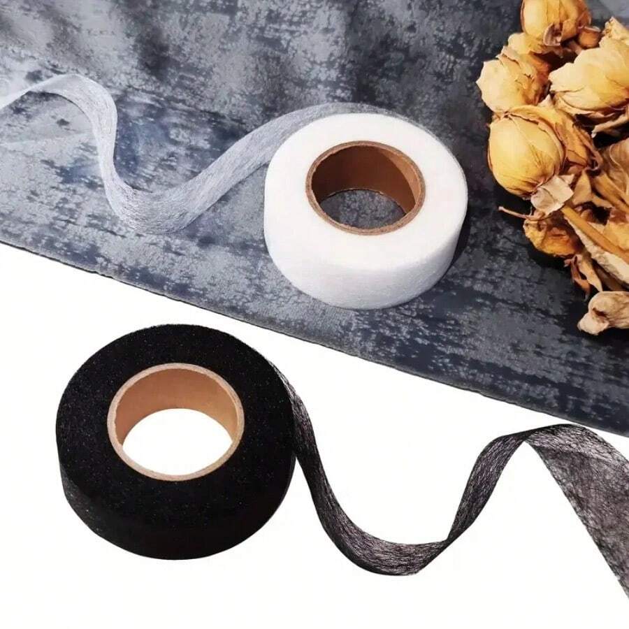 2Roll Black White Double-Sided Interlining Adhesive Fabric Clothes Iron On Hem Tape Interlining Web DIY Sewing Patchwork Acces - Multicolor - View 1