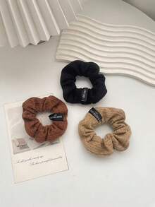 5pcs/Set Women Plain Fabric Large Scrunchies Hair Ties, Elastic Hair Bands For Ponytail & Bun, Vintage Elegant, Suitable For Daily Use Scrunchy Hair Ties, Casual Hair Accessories