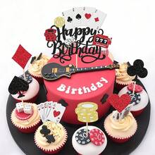 24 PCS Casino Poker Cupcake Toppers For Birthday Party Decorations - 設計 9 - 查看 3