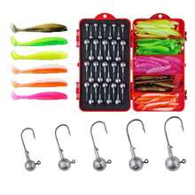 50pcs Soft Fishing Lures Kit, Paddle Tail Swim Bait With 5 Sizes &Amp; 50 Hooks, Soft Plastic Baits For Bass, Trout, Wal... - B0DPWGMHK5 - View 6