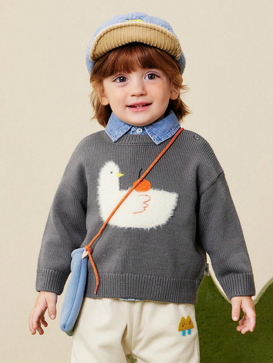 mini bala Baby Knit Sweater Soft Durable Warm Winter 2025 - Iron Gray - View 1