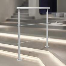 3 Step Stair Handrail, Variable Angle Handrail, Stainless Stair Handrail With 2 Cross Bars - Silver - View 4