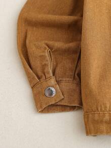 Boys' Distressed Brown Denim Jacket, Patchwork Design, Spring/Autumn - Brown - View 8