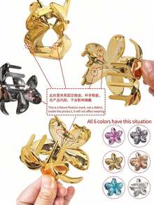 Gold/Silver Flower Shaped Hair Claw Clip, Hair Clip, Metallic Chic Hair Accessory For Updos, School Flower Piranha Summer Hair Clips Hair Jaw Clip Hair Clamps Hair Clutch Hair Catcher Clip, School Stuff, College Fall Winter Hair Accessories For Women For Vacation Outfits Woman Beach Accessories For Women - 盛開的蛋花 - 查看 3