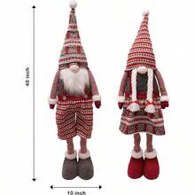 JOYIN 40 inch Standing GNOME Couple Decoration Knitting Style with Long Retractable, Tomte Nordic Gnomes Indoor Decorations, Xmas GNOME Decor - inicial - Ver 3