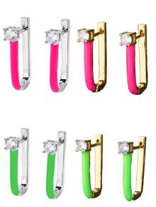 优雅复古波西米亚风珐琅铜质方形耳环，男士休闲时尚首饰 - 耳環 - 查看 8