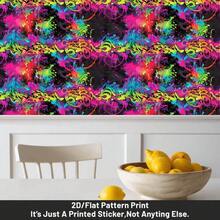 1 Piece, Fashionable And Artistic Self-Adhesive Removable Wallpaper, 2D Flat Color Abstract Graffiti Pattern PVC Wallpaper, Can Be Spliced, Home Decoration Background Wall Paper Decorative Wallpaper, Suitable For Kitchen, Living Room, Bedroom, Staircase, Bathroom Wall And Furniture Decoration, Furniture Renovation Sticker Wall Stickers, Easy To Stick And Install 39.37x15.75 Inches (100cmx40cm) - 39,37*15,75in (100*40cm) - Xem 5
