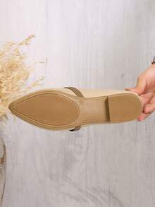 Sepatu Loafer Wanita Nyaman, Lembut, Sol Dalam, Gaya Retro, Ujung Lancip, Minimalis, Elegan, Warna Aprikot, Serbaguna, Hak Rendah, Cocok untuk Semua Musim, Ukuran Besar, Sepatu Balet - Aprikot - View 5