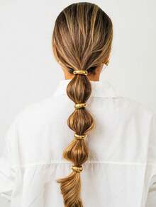 4pcs Metal Hair Scrunchies Ponytail Holders, Simple & Fashionable Casual Hair Accessories Gym Sport Running Outfit Hair Ties Rubber Bands Hair Elastics - Gold 4pcs - View 4