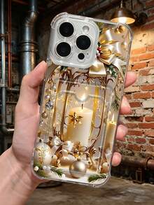 1 pieza Funda protectora, funda transparente para celular, con ranura para tarjeta, carcasa de TPU silicona antiimpacto "Carcasa con diseño de farol dorado y velas navideñas, estilo minimalista festivo, decoración elegante y sofisticada, ideal para regalo de temporada, unisex, pareja, edición especial navidad, refinado y acogedor, compatible con Galaxy A21/A24/A25/A32/A34/A35/A54/A55, Galaxy S25/S24/S23/S22/S21 Ultra/Plus, compatible con iPhone16/15/14/13/12/11/XS/XR/X/PLUS/PRO/PROMAX, agarre cómodo, regalo especial para amigos, novia, novio, familia" - transparente - Ver 7