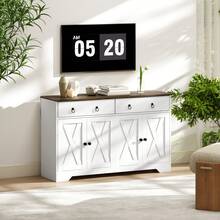 Kitchen Sideboard Buffet Cabinet With Barn Doors, Adjustable Shelf - trắng - Xem 10