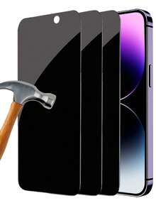 3片装隐私屏幕保护膜，兼容 17/14/15/16/16 Pro Max，全屏防窥钢化玻璃膜，防偷窥，无气泡，兼容手机壳 - 黑色 - 查看 40