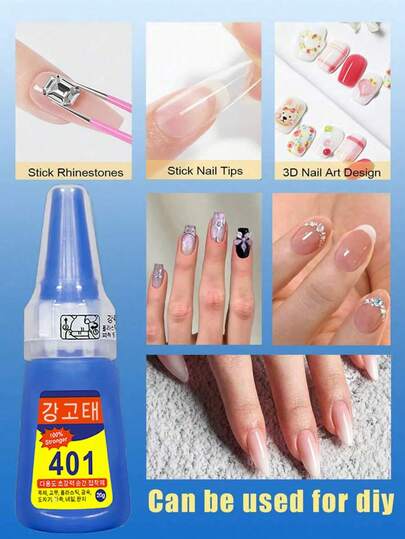 401 Nail Glue For Nail Salon, Fast Drying And Strong Bonding. Suitable For Fake Nails, UV Lamp-Free Nail Plates, And Nail Accessories. Also Can Be Used For Dentures, Retainers, Prosthetics, And Billiard Cue Tips. Comes With Dropper For Easy Application.