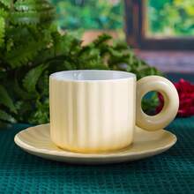 Premium Quality Niche Coffee Cup & Saucer, Ceramic Cup With High-End Designer Aesthetic, Elegant For Afternoon Tea, Gift, Milk Cup, Dessert Plate - Multicolor - View 15