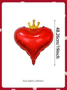 4/6pcs Crown & Heart Shaped Balloons, 19inch Floatable, Red Heart Balloons, Suitable For Wedding Decor, Valentine's Day, Proposal, Date Photography, Indoor/Outdoor Decoration, Bridal Shower, Birthday - Multicolor - View 9