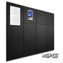 6 Pcs 47*35 Inches Self Adhesive DIY Felt Board Wall Sticker, Soft Wooden Board Display Board, Kindergarten Message Board, Memos, Bulletin Board, Photo Wall With Adhesive Backing - Black - View 6