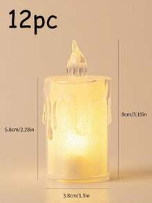 6/12 pièces Bougies électroniques transparentes à la cire petites, bougies cristal LED sans fumée pour proposition, anniversaire romantique - Multicolore - Voir 12
