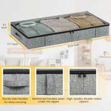 VERSAINSECT Low Under Bed Storage 5 inches high, 33.8"x 17.7"x 5.1", Gray Sturdy Underbed Shoe Storage Organizer, Foldable Fabric Under Bed Storage Bins - Pack of 2(Gris) - Multicolor - Ver 4