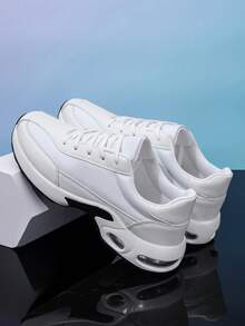 Lace-Up Breathable Casual Fashion Sneakers, Chunky Sneakers - White - View 5