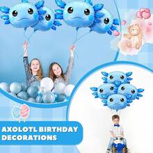 6-Pack 34-Inch Axolotl Balloons For Birthday Party Decorations - 藍色 - 查看 10