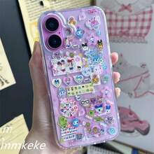 SANRIO Korean Style Cute Cartoon Shiny Glitter Phone Case For 17 16 15 14 13 12 11 Pro MAX Max Plus Y2K Soft Back Cover - 僅手機殼 - 查看 4