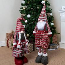JOYIN 40 inch Standing GNOME Couple Decoration Knitting Style with Long Retractable, Tomte Nordic Gnomes Indoor Decorations, Xmas GNOME Decor - inicial - Ver 5