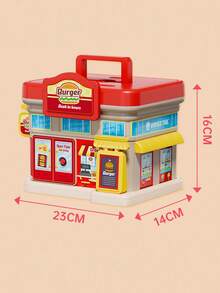 Escenas temáticas que incluyen: Alcancía, Gabinete de ahorro, Caja de efectivo de cajero automático para niños, Caja de almacenamiento creativa de monedas/billetes, Juguetes de regalo de cumpleaños para niños de jardín de infantes - Multicolor - Ver 9