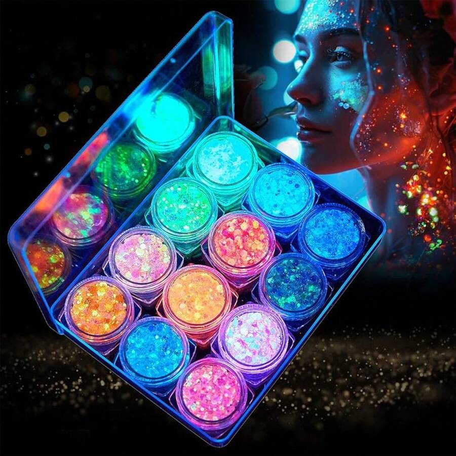 Glitter & Facial Gems - 12 螢光 - 查看 1