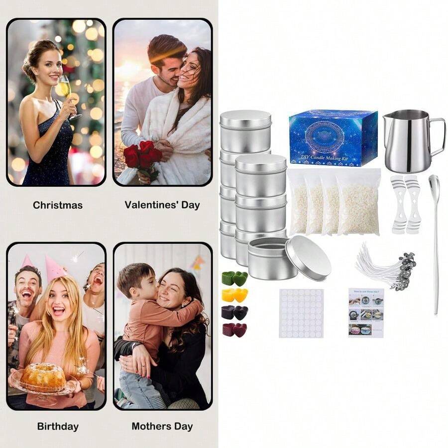 Candle Making Kits For Adults Beginners, DIY Candle Making Supplies Include Soy Wax, Candle Tins, Wicks, Wicks St... - B0F99658WT - View 1