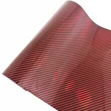 50cm X 150cm PET Laser Red Carbon Fiber Vinyl Wrap Film, Car Body Decor Sticker - A - View 3