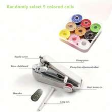 9-Color Mini Portable Sewing Machine Set, Includes 9 Random Colors - Handheld Manual Simple Sewing Machine With Storage Box And Threading Tools, Travel & Holiday Sewing Projects, New Year Gift, Suitable For DIY Clothing And Textile Crafts, Creative Gift (No Charging Required) - Multicolor - View 3