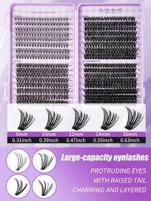 640 Pcs Individual Lashes D Curl 8-16mm 20D/30D/40D/50D/60D/80D Eyelash Book Clusters Extensions False Eyelash DIY At Home Cluster Eyelash Extensions Makeup - D - View 9