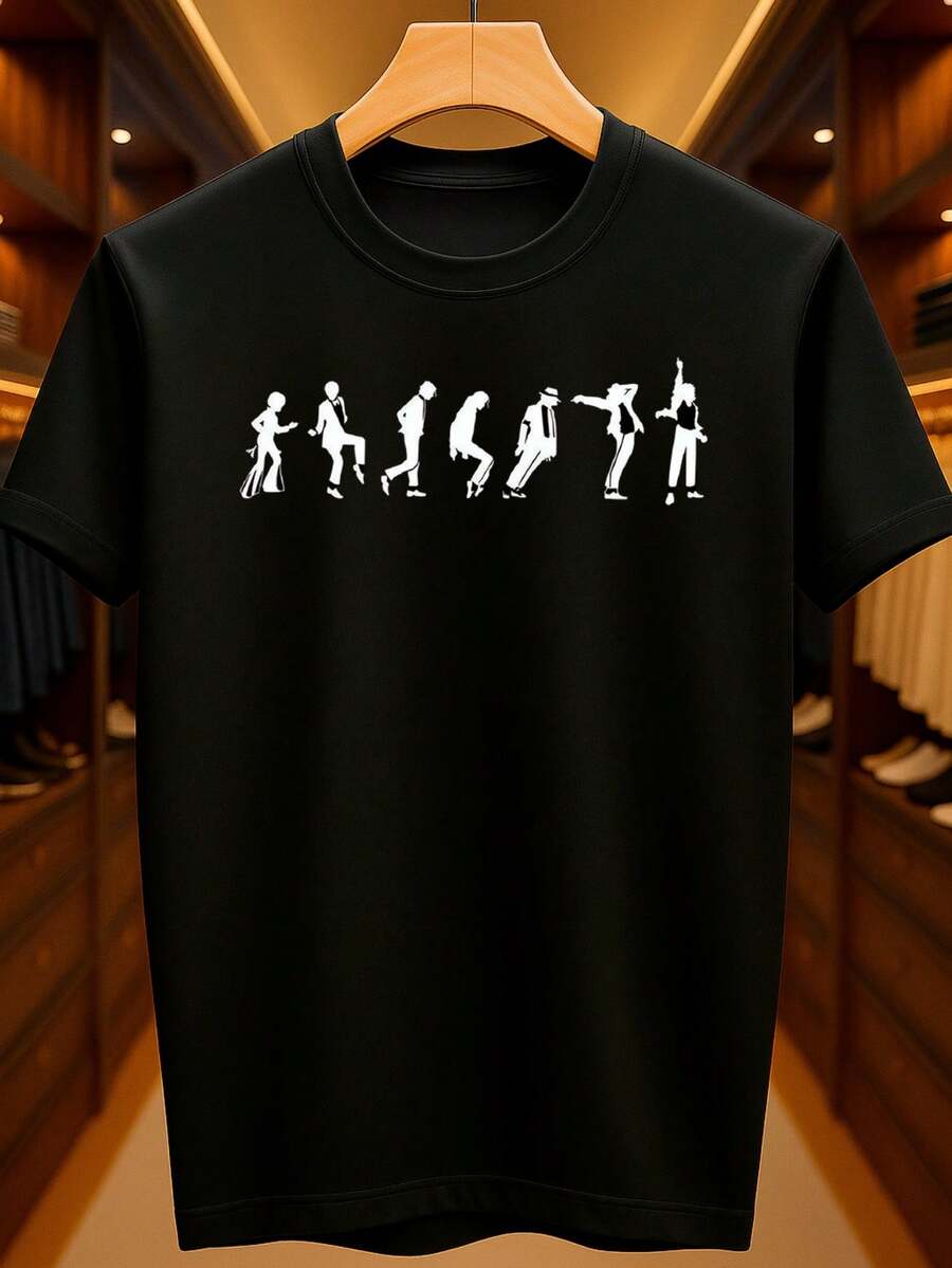 King Of Pop Famous Artist Basic Dance Steps Unisex T-Shirt 100% Premium Cotton – Men's And Women's | Casual, Streetwear, Plus Size, New Arrival With Immediate Shipping In Various Colors - 黑色 - 查看 1