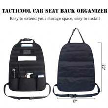 Car Seat Back Organizer - Upgraded Tactical Molle Vehicle Panel Universal Fit Car Seat Cover Protector With Extr... - Black - View 3