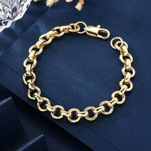 1 chiếc vòng tay O-ring bằng đồng mạ vàng 18K - Phụ kiện phù hợp cho đeo hàng ngày và dự tiệc, thiết kế bốn mùa, phụ kiện dự tiệc, thời trang đô thị, trang sức, trang sức phong cách Kpop - Vàng - Xem 1