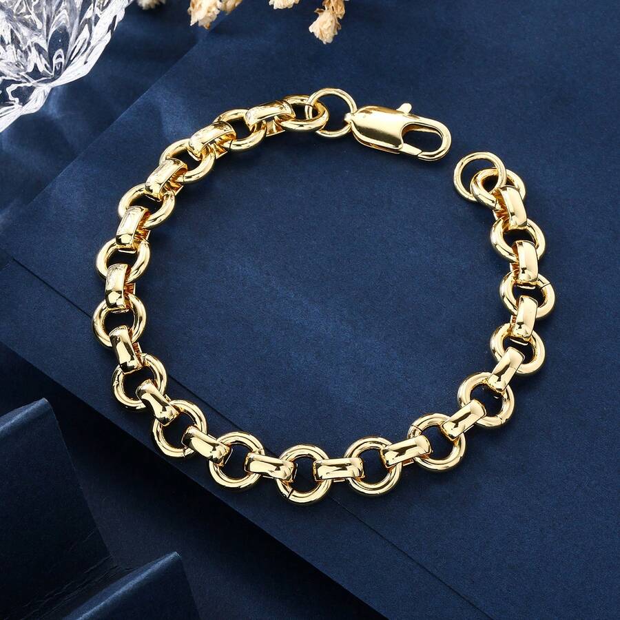 1 chiếc vòng tay O-ring bằng đồng mạ vàng 18K - Phụ kiện phù hợp cho đeo hàng ngày và dự tiệc, thiết kế bốn mùa, phụ kiện dự tiệc, thời trang đô thị, trang sức, trang sức phong cách Kpop - Vàng - Xem 1