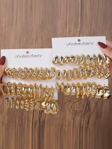 1-10 paires assorties au hasard de boucles d'oreilles mode exagérées en goutte d'eau électroplaquée, lettre, pièce de monnaie vintage, géométrique, acrylique. Boîte aveugle de combinaison, convient pour les femmes, la fête des mères, la Saint-Valentin, Noël, le Nouvel An, le port quotidien - Multicolore - Voir 3