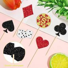 24 PCS Casino Poker Cupcake Toppers For Birthday Party Decorations - Design 4 - 查看 11