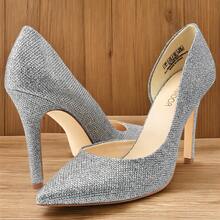 JENN ARDOR 4 Inch Stiletto High Heel Shoes For Women Pointed Closed Toe Classic Slip On Dress Pumps - Bạc - Xem 2