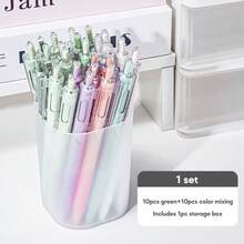 20 pièces Ensemble de stylos-gel ST, comprenant 1 porte-stylo, écriture fluide, design mignon, pour la papeterie/le bureau/les études - Noir - Voir 10