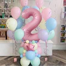 38 Stücke Makronen-Latex-Rosa Zahlenballons, geeignet für Geburtstag, Hochzeitsfeier Dekoration, Muttertags Dekoration, Sommer Feiertags Arrangement - Pink - Übersicht 7