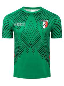 Men's Football Jersey Polyester Moisture-Wicking Comfortable Fit Geometric Print Pattern Crew Neck Sports Casual Wear - Multicolor - View 1
