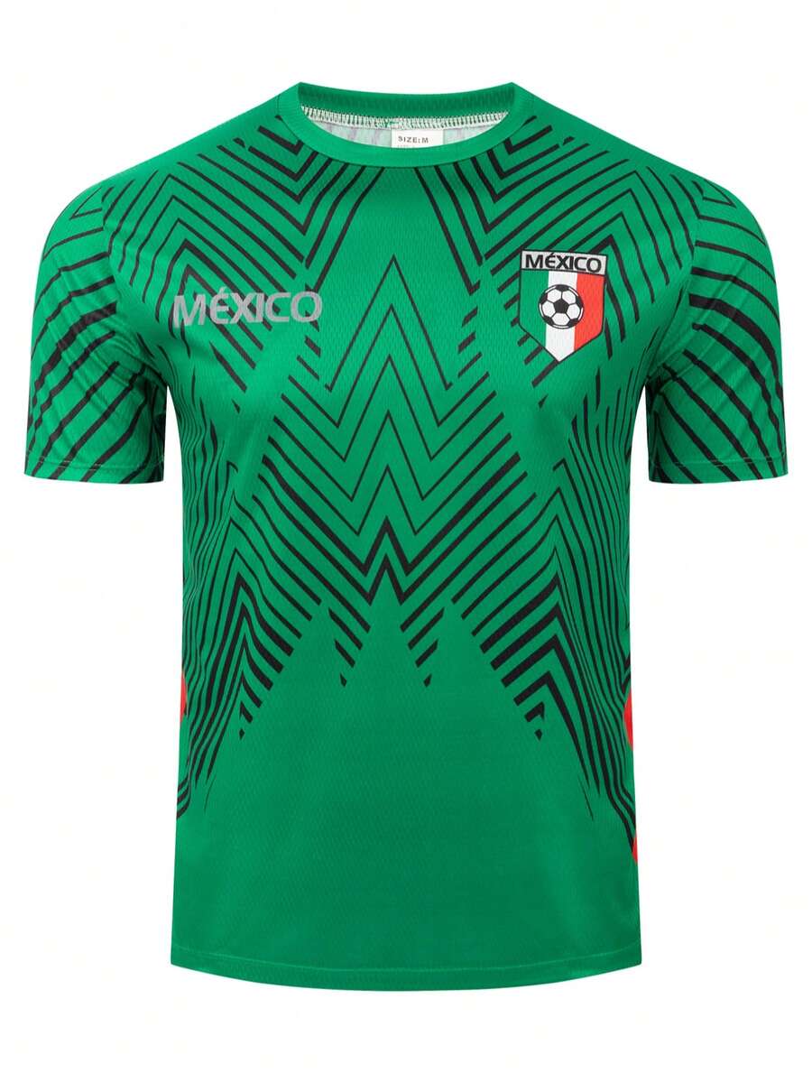 Men's Football Jersey Polyester Moisture-Wicking Comfortable Fit Geometric Print Pattern Crew Neck Sports Casual Wear - Multicolor - View 1