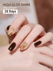 RS NAIL 1瓶9克棕色凝胶指甲油，高光泽可卸紫色指甲油，适合所有季节，情人节美甲 - 咖啡棕 - 查看 5