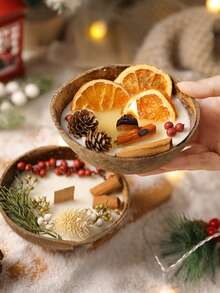 1pc New Mixed Scented Candle Set, Coconut Bowl Scented Candles With Lemon, Rose, Lavender Fragrance, Smokeless Handmade Candles For Home Decor, Living Room, Bedroom, Tabletop, Gifts, Wedding Decorations, Valentine's Day, Christmas Decor - Multicolor - View 4