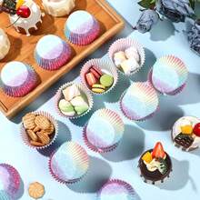 100/200pcs Mermaid Cupcake Liners, Colorful Fish Scale Paper Cupcake Liners Standard Baking Cupcake Paper Liners Suitable For Ocean Theme Baby Shower Birthday Party Ocean Theme Cake Decoration - Multicolor - View 3