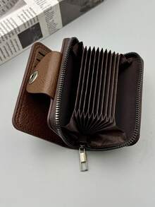 1pc Men's Casual Accordion Card Holder Wallet, Large Capacity Multi-Function Card Case
