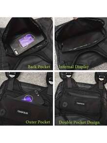 حقيبة صدر رجالية عصرية، حقيبة خصر، حقيبة هاتف متعددة الوظائف لموضة الهيب هوب، حقيبة ظهر مقاومة للماء للتنزه، حقيبة رياضية قوية للجري