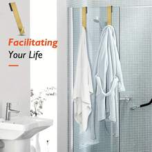 2pcs Heavy Duty Stainless Steel Glass Door Hooks With Soft Pads - Wall Mounted Towel Rack, Suitable For Frameless Shower Doors, Brushed Metal Surface, Space-Saving Bathroom Storage Organizer For Towels, Robes And Coats, Modern Minimalist Design, Durable Bathroom Towel Holder, Smooth Metal Surface, Bathroom Towel Hooks, Bathroom Towel Rack, Wall Hooks - Multicolor - View 9